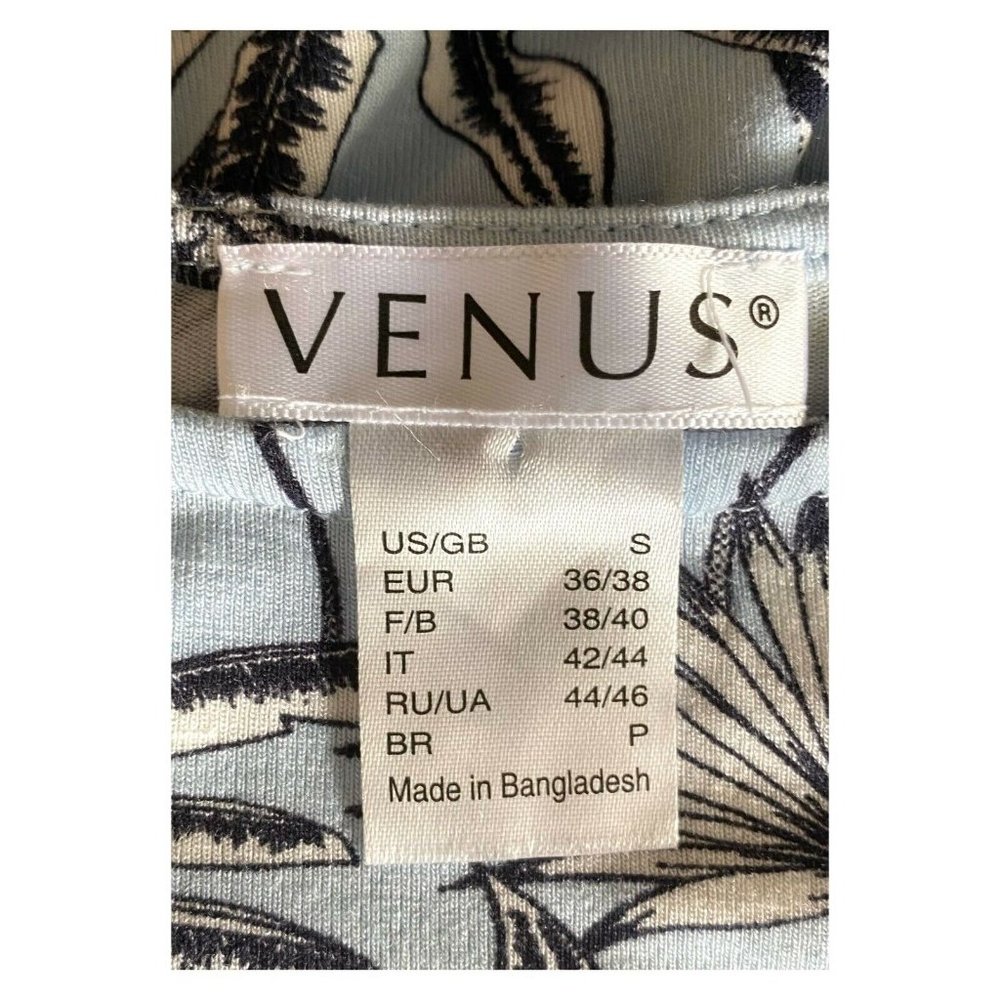 Venus Short Sleeve Round Neck Ruched Floral Pattern Knit Dress Size Small - Picture 6 of 7